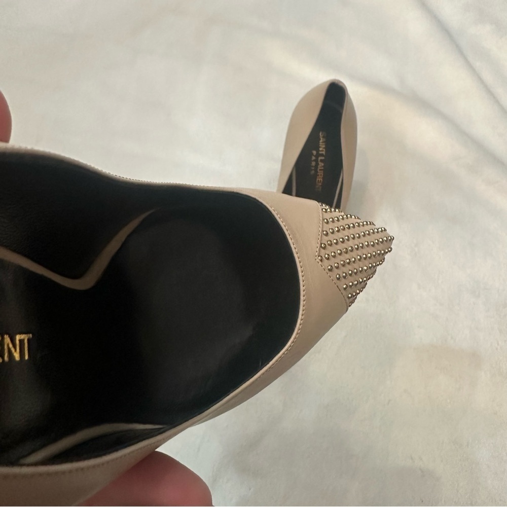 Saint Laurent Paris Beige Studded Cap Toe Pumps Size ysl 39EU - Picture 5 of 11